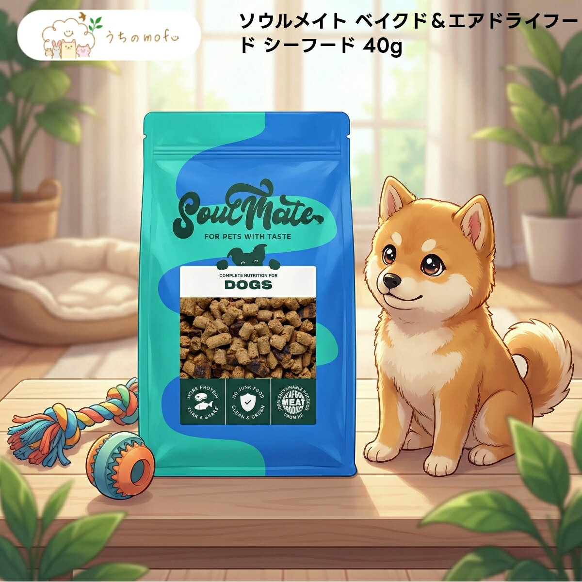 【ソウルメイト】ベイクド＆エアドライフード シーフード 40g x2個 全犬種 全年齢用 ニュージーランド産 ドッグフード プレミアムフード 魚 サーモン グッドスマイルインターナショナル うちのもふ