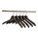 【ナカタハンガー】日本製 小さめ木製メンズ シャツハンガー 5本組 スモークブラウン SET-02 (400mm)