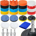 ポリッシャー バフ 80mm 27点 六角軸付き 電動ポリッシャー用 電気ドリル インパクトドライバー用 研磨パッド 洗車セット 自動車ポリッシャー車 洗車用