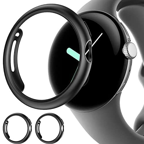 Miimall【2枚ケース】 Google Pixel Watch専用 ケース 2枚入り Pixel ウォッチ カバー 擦り傷防止 PC材料 軽量 防衝撃 Google グーグル Pixel Watch 保護ケース（ブラックXブラック）