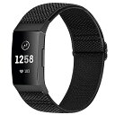 コンパチブル Fitbit Charge 4 / Fitbit Charge 3 / Charge 3 SE ナイロン弾性スポーツバンド交換用ストレッチバンド ...