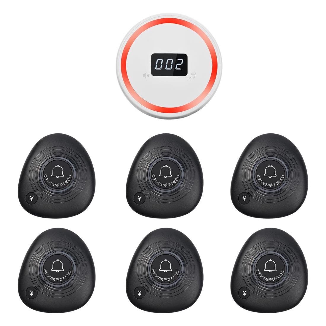 FLYDOG 呼び出しベル業務用 呼び出しベル 呼び鈴 飲食店 ワイヤレス 介護呼び出しベル 無線呼び出しチャイム ワイヤレスチャイム 呼び出しボタン スタッフ呼び出しベル(3DB受信機*1 子機M2B*6)
