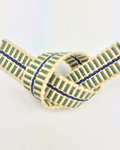 真田紐 木綿平紐-3分 2mカット 常盤緑+鳥の子色+鉄紺