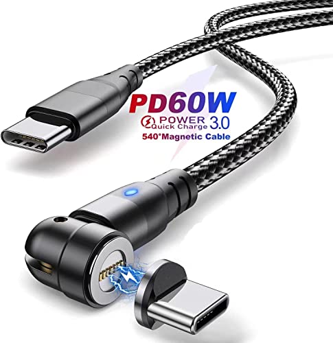 磁気360度+180度回転 Type C to Type C USB PDケーブル 【PD60W対応/20V/3A】急速充電対応 防塵 着脱式 高耐久ナイロン 断線防止phone MacBook AIR/iPad Pro/Galaxy Sony/Switch/Xperia/Galaxy/Google Pixel 等Type-c端子付きの機種対応 (1M)