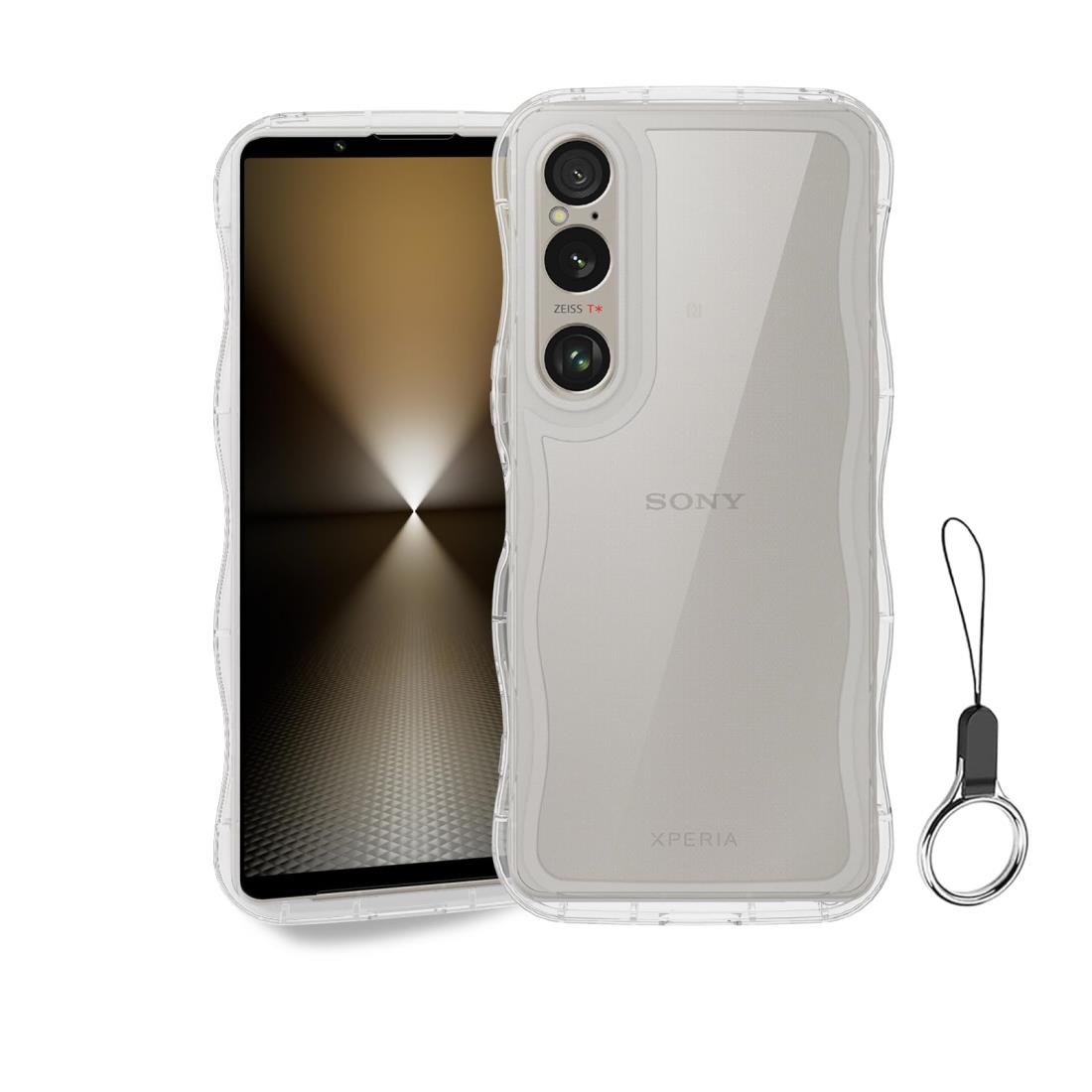 Xperia1 VI ケース クリア ウェーブ エクスペリア 1 VI/SO-51E TPU波状のバンパー 透明 スマホケース かわいい うねうね Xperia 1 VI SOG13/XQ-EC44 ウェーブ デザイン 可愛い 韓国 女性用 薄型 なみなみ ワイヤレス充電対応 ストラップホール付き(クリア)