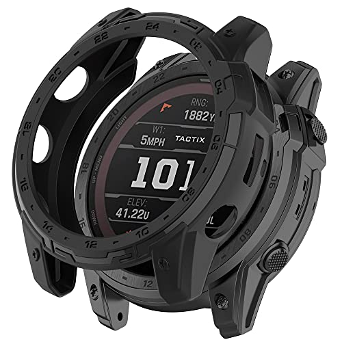 HeeNia Garmin Enduro 2 / Garmin Tactix 7 対応 ケース シリコン材質 保護ケース カバー 衝撃吸収 超軽量 柔軟 衝撃防止 擦り傷防止 保護カバー Garmin Enduro 2 / Garmin Tactix 7 用 (ブラック)