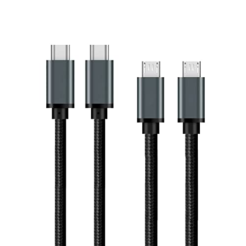 Type C Micro USB ケーブル 1m 2本セット Popolier (USB C to micro) OTGケーブル 2.4A出力 タイプC マイクロ タイプB 充電ケーブル USB2.0 データ転送 Androidスマホ などに対応 (グレー)