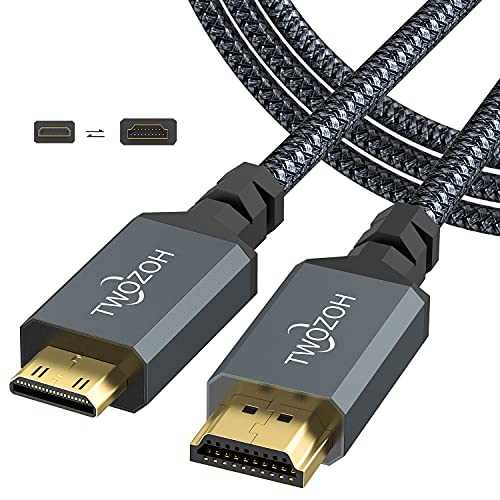 Twozoh Mini HDMI to HDMIケーブル 5M, 4K 60Hz UHD Mini-HDMIオス-HDMIオス変換ケーブル,HDMI ケーブル タイプC (HDMIミニ)