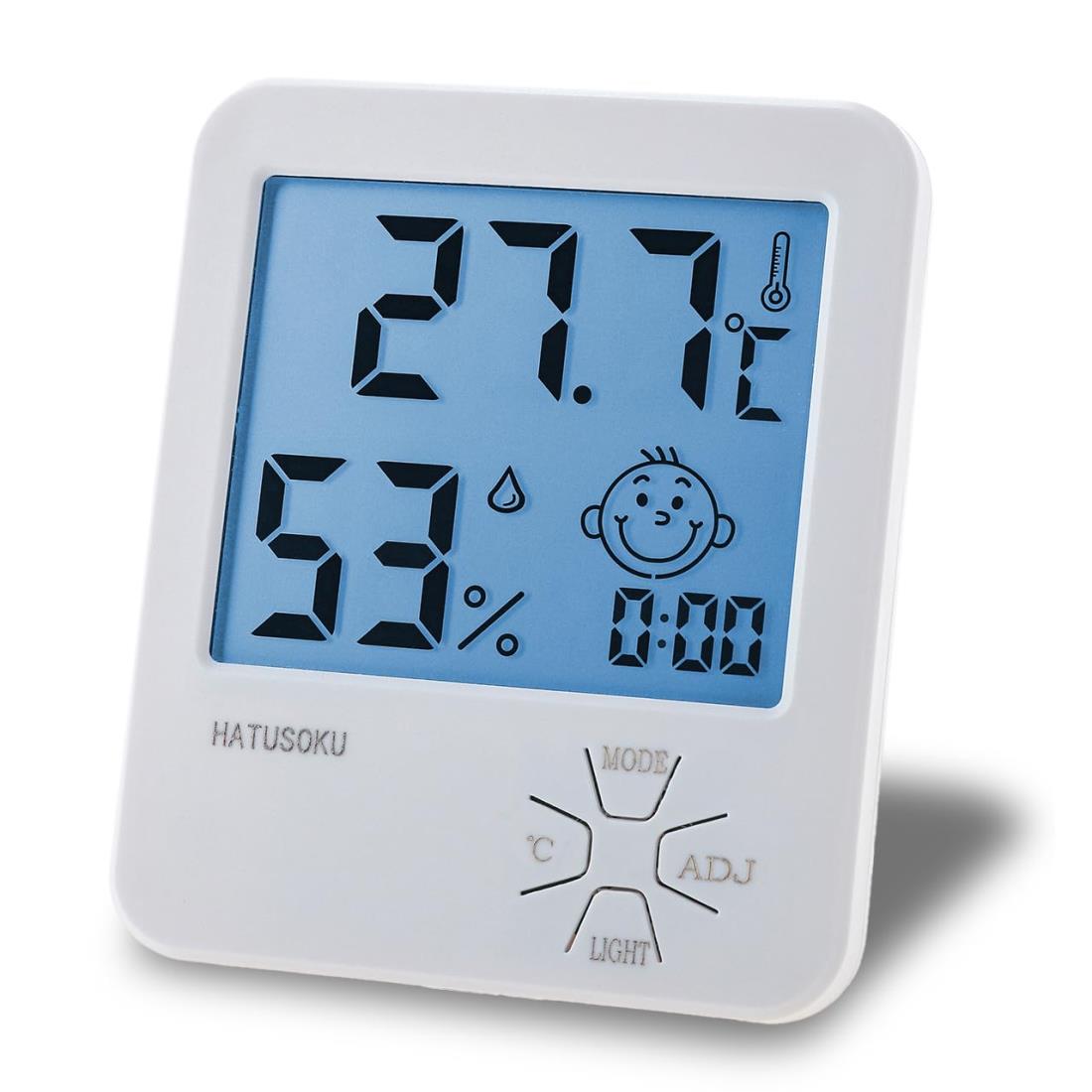HATUSOKU デジタル温湿度計 温度計 湿度計 快適度顔表示 (バックライト付き) ホワイト