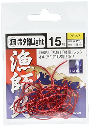 金龍 鋼 ホタ鈎 Light フック 赤 15号 30本入 釣り針