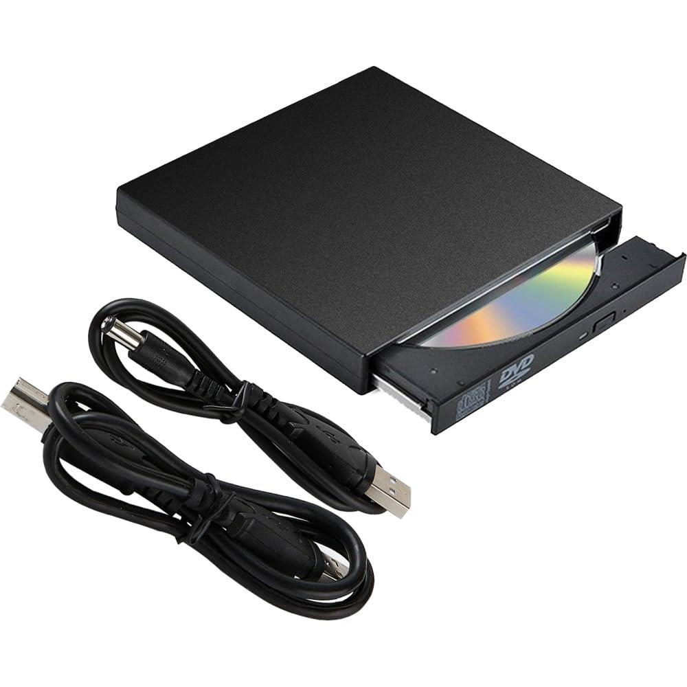 外付けDVD/CDドライブ DVDレコ cd dvdドライブ 外付け USB2.0ポート Window 2000/2003/XP対応/7/8/Mac OS/ Vista7 8です 薄型 ポータブル 日本語取扱説明書付き(ブラック)