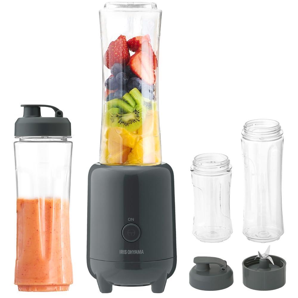 アイリスオーヤマ ミキサー ジューサー ハンドミキサー ブレンダー ハンドブレンダー スムージー 氷も砕ける フルーツ ホワイト 大容量 小型 IBB-601-H お手入れ簡単 持ち運び おしゃれ 600mL 330mL 大小ボトル付き 洗いやすい 健康 安全 プレゼント ラッピング 衝撃に強い