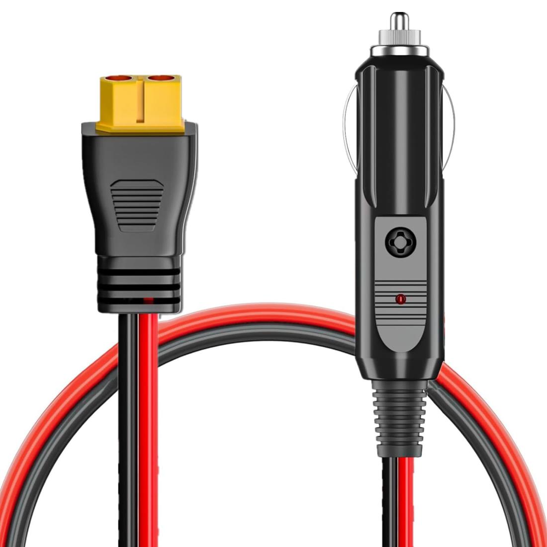 12V 24V車載シガーソケット充電ケーブル シガーソケットからXT60ポート 100cm ポータブル電源充電用ケーブル