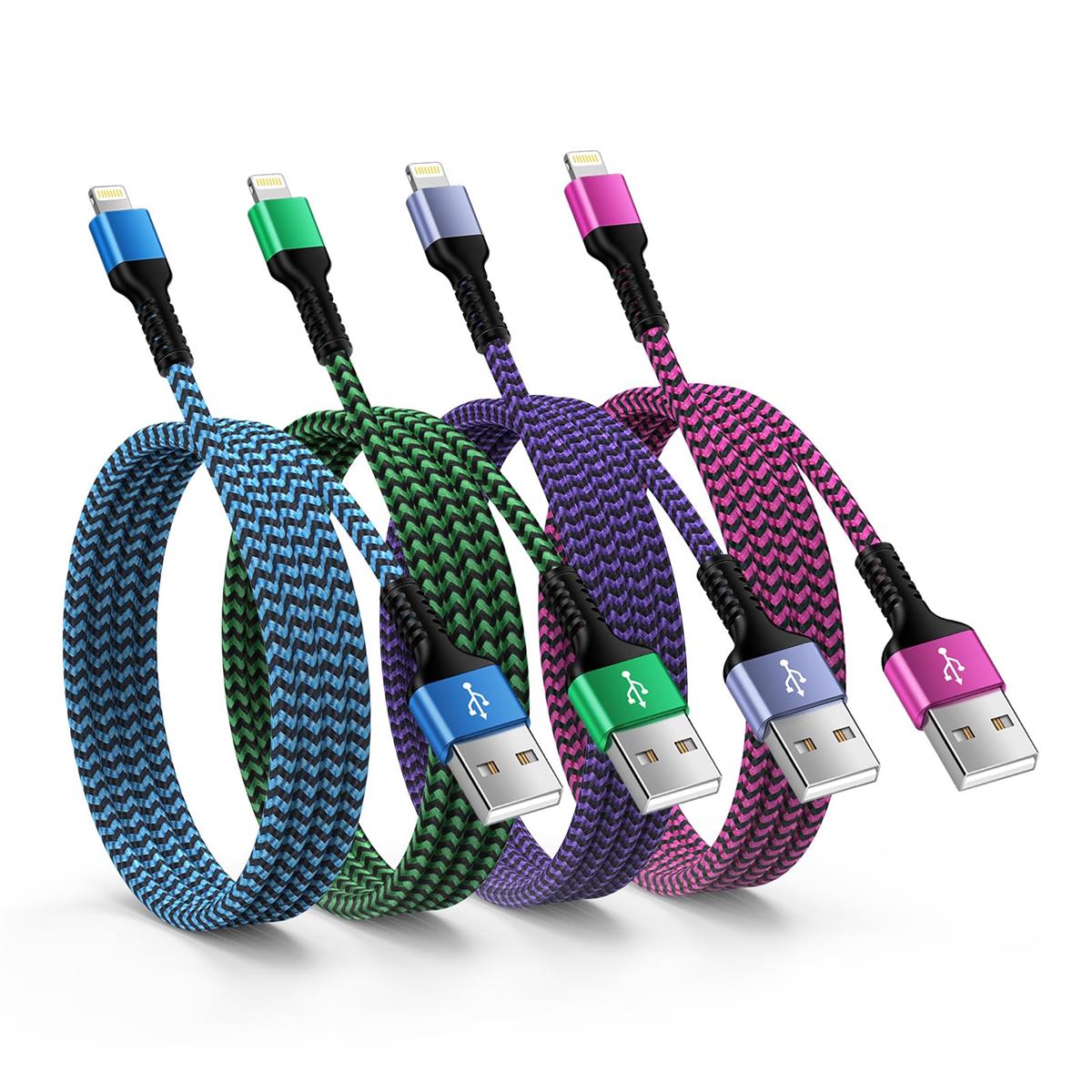 Ocbuo phone 充電ケーブル【4本組/4色/MFi認証】アイフォン 充電ケーブル ライトニングケーブル 2.4A急速充電 lightning usbケーブル アイホン充電コード スマホケーブル データ転送Phone14/13/12/11/8/Pad/AirPods/MacBookなど各種対応