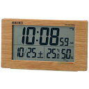 セイコークロック 目覚まし時計 置き時計 ナチュラル 電波 デジタル カレンダー 快適度 温度 湿度 表示 薄茶 木目 SQ784A SEIKO