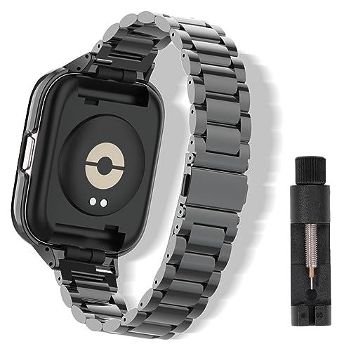 [ReHowy] バンド Xiaomi Redmi Watch 3 Active 対応 交換バンド ビジネス風 ステンレス製 サイズ調節可能 調整工具付き 交換ベルト 替えベルト コンパチブル Xiaomi Redmi Watch 3 Active バンド ブラック