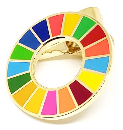 【クリップ式】SDGs バッジ（1個）ゴールド 金色 バッチ 国連本部最新仕様 sdgs エスディージーズ 25mm 生地を痛めない挟むタイプ 17色 17個のゴール