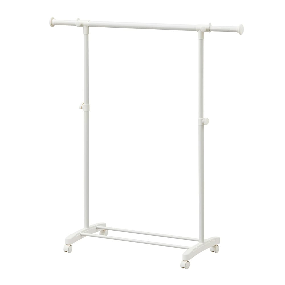 【上下左右に調節可能】アイリスオーヤマ 組立5分パイプハンガー 18着収納 キャスター付き バッグハンガー PI-E180S ホワイト