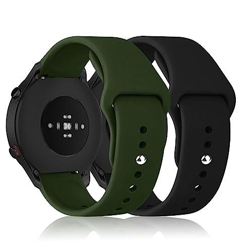 [RicYeel] 22mm シリコンバンド for Xiaomi Mi Watch バンド [2個セット] 交換用ストラップ スポーツバンド 交換ベルト 柔軟性 Xiaomi Mi Watch 用 バンド (ブラック+グリーン)