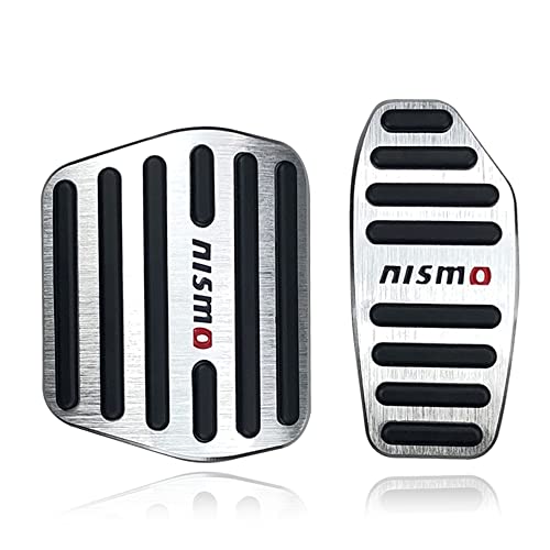 LEXLEYS ノート オーラ E13系 エクストレイル T32 T33 セレナ C27系 キックス P15系 ニスモ アルミ ペダル アクセル ブレーキ カバー 工具不要 滑り止め付 被せる ゴム カスタムドレスアップ パーツ(シルバー)