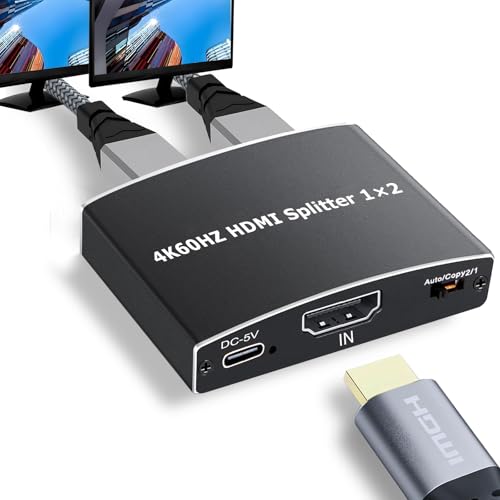 【2025新型 HDMI 2.0b 分配器】 HDMIスプリッター 1入力 2出力 4K@60Hz 同時出力 HDCP2.3解除 オーディオ同期 複数出力 RGB/HDR10+/3D対応 PS5|Xbox|fire tv stick|HDTV|DVD|PCなど適用 日本語取説書