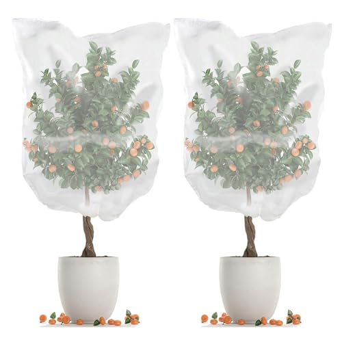 SensaBliss 防虫ネット 植物保護カバー 防鳥ネット 2枚入り メッシュ巾着式 通気性 虫鳥除け網 虫除け ..