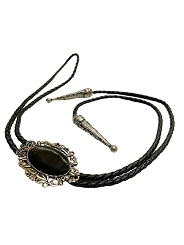 [ブブ オーハナ] ループタイ クラシカル ロープタイ ネクタイ ポーラー ポロ ボロ タイ 簡単装着 ワンタッチ ビジネス アクセサリー ブラック (黒)