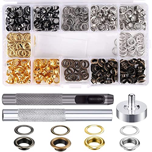 Bestgle両面ハトメ玉 真鍮 両面ハトメセット5mm ホック打ち工具 レザークラフト 工具ハンドメイド 4色4..