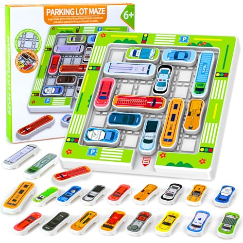 駐車場パズル おもちゃ スライドパズル 永久に遊べる マグネット ゲーム 知育玩具 脳トレ モンテッソーリ 暇つぶし 750問に挑戦22車 初心者から上級者まで楽しめる 認知症予防 子供の日 誕生日 プレゼン 英語説明書付き