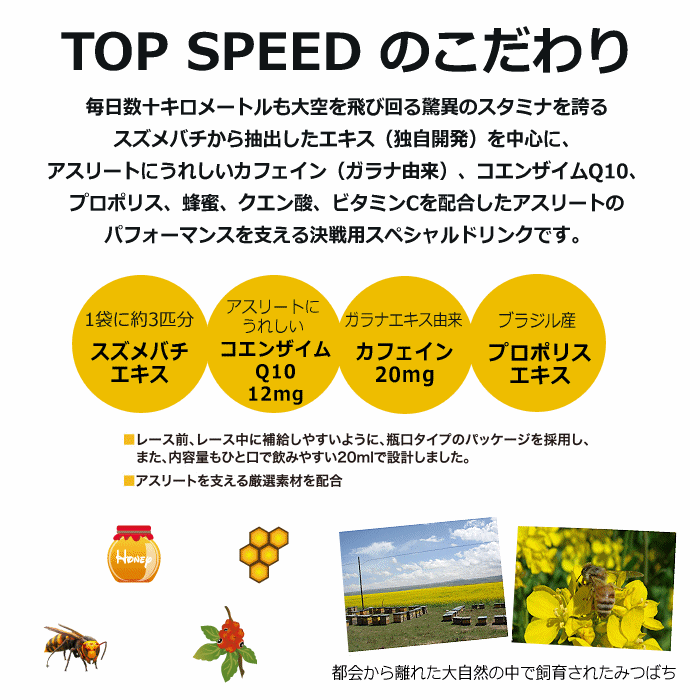 トップスピード TOP SPEED 1袋20g スズメバチエキス はちみつ配合 バラ売り ゼリー飲料 補食ジェル【TP1 天然アミノ酸 補食ゼリー マラソン ランニング トライアスロン サプリ パワースポーツ】【あす楽対応】【メール便はあす楽対応不可】[M便 1/4][自社] 2