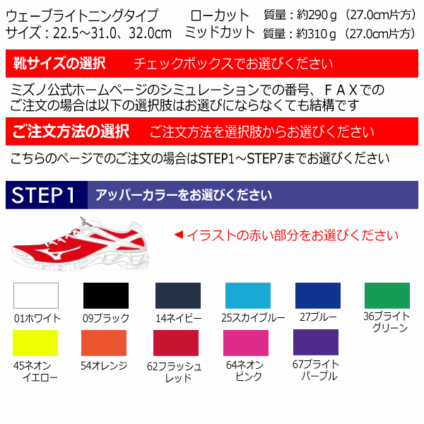 ミズノ【MIZUNO】バレーボールシューズ オーダーシューズ WAVE LIGHTNING Type Low−Cut 刺繍なし【V1GX200000 オリジナルシューズ ウエーブライトニング ローカット】【メール便不可】[取り寄せ][自社]