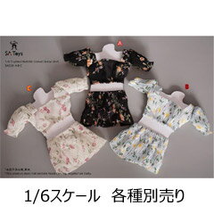 【SA Toys】SA020 ABC 1/6 Female Floral Puff Sleeve Elastic Short Skirt 女性用服 花柄 1/6スケール 女性ドール用コスチューム