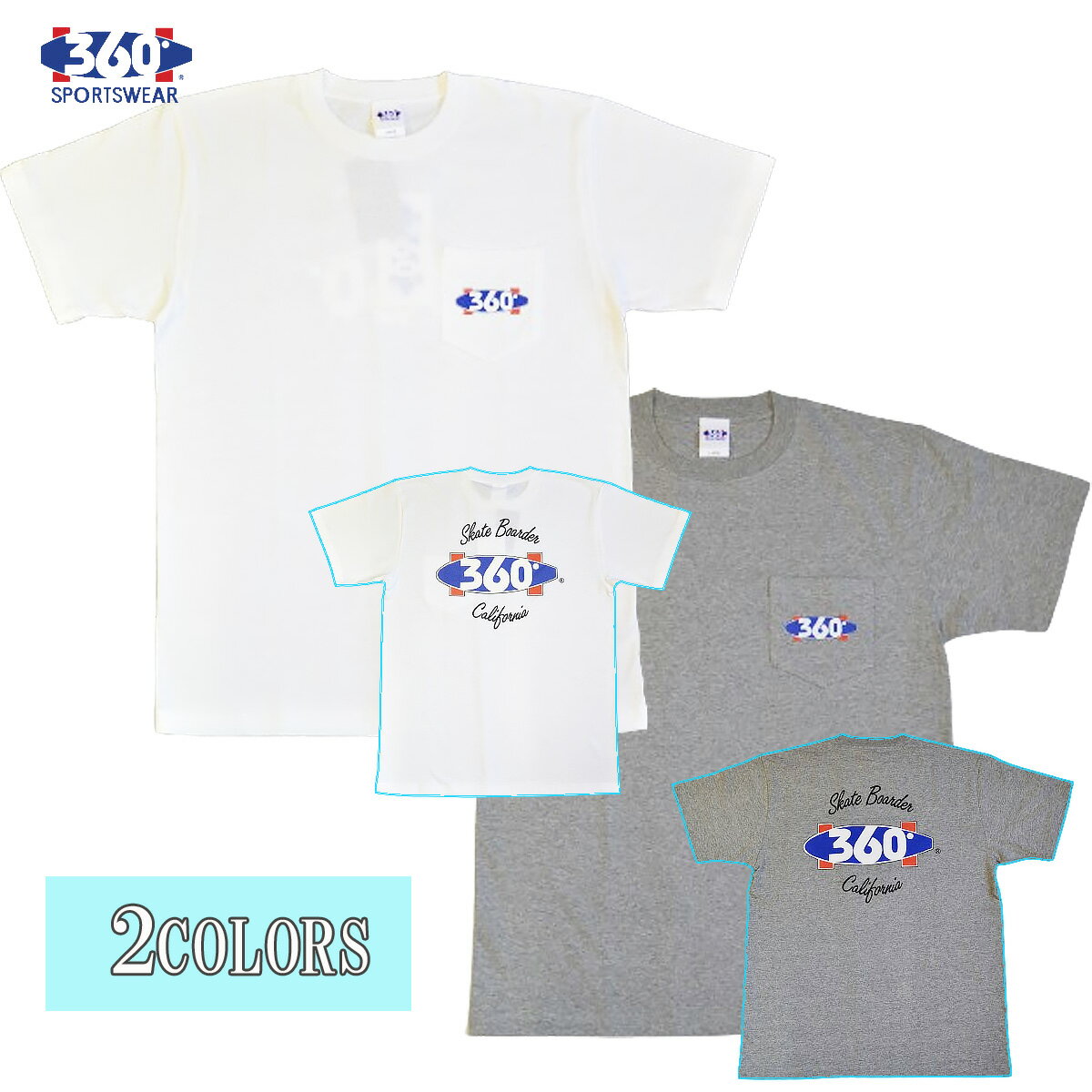 送料無料　 360° SPORTSWEAR （スリーシックスティ） Tシャツ メンズ レディース THSX-518 6.2oz ヘビーウエイト サーフ スケーター アメカジ