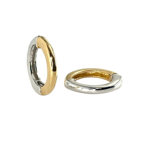 K18 K14 フープ リバーシブル ピアリング イエローゴールド ホワイトゴールド 甲丸 18金 14金 ノンホールピアス 両耳 レディース メンズ 男女兼用...