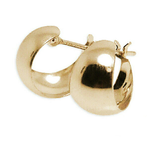 （km701000）フープピアス 月型ピアス 18kゴールド 7mm×10mm 月甲 地金ピアス 両耳 1ペア 月型 レディース 女性 太め プレゼントのサムネイル
