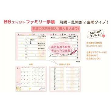 【2020年度版スケジュール帳】クローズピンもんシリーズB6コンパクトファミリー手帳(月間・見開き2週間) SB-96330【2019年10月始まり】