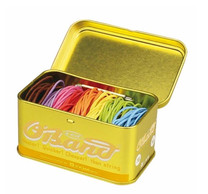 オーバンドゴールド缶ミックス輪ゴムGG-040-MXカラフル入れ物付きゴムバンド