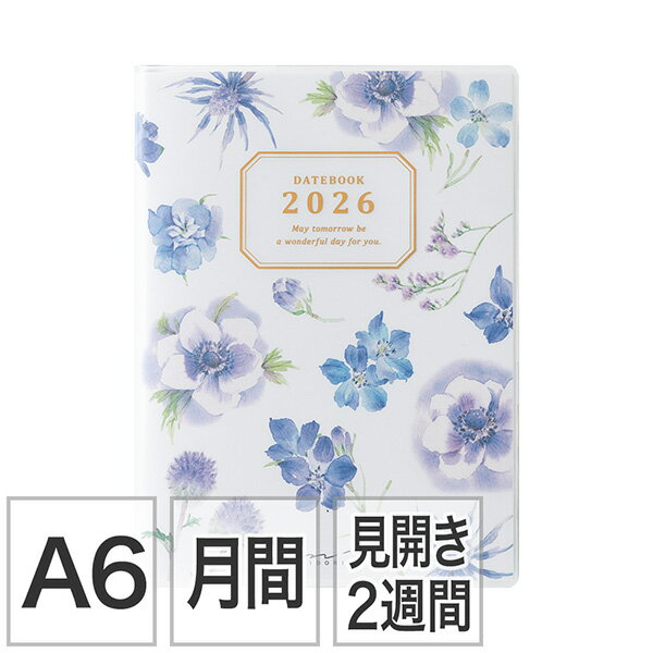 【2026年1月始まり】ミドリ midoriA6 マンスリーブロック＆見開き2週間 カントリータイム 花柄 手帳22368-006 22368006ポケットダイアリー 手帳 スケジュール帳【2026年度版】【数量限定】