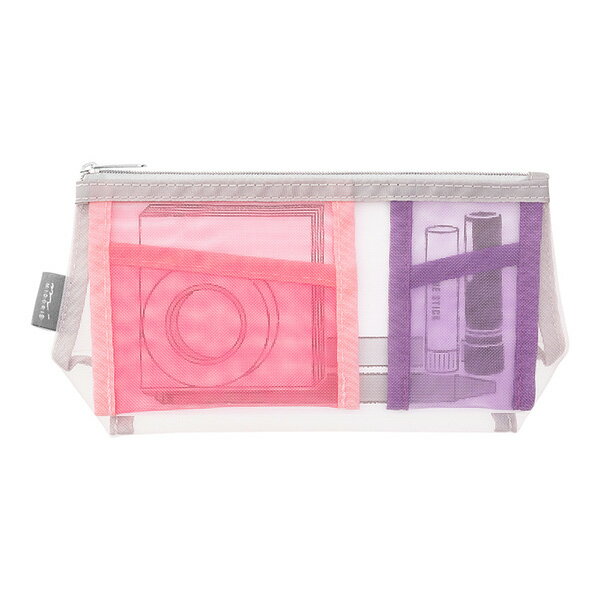 【ペン&ツールポーチ】ミドリ midoriペン&ツールポーチ メッシュ マチ付 ピンク53351006 53351-006メッシュ ペンケース ツールポーチ【2つの内ポケットがついたマチ付き】