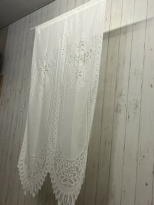 ゆり刺繍のれん ユリ 白 85幅 150丈 サイズ 85cm(ヨコ)×150cm(タテ)【 メール便送料無料 】 [2]