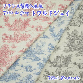 (生地測り売り) 生地巾 約160cm × 長さ1m～20m （ mini-pastorale4452/ミニパストラル ） 綿100％ ウォッシャブル カルトナージュ トワルドジュイ (mfta社)