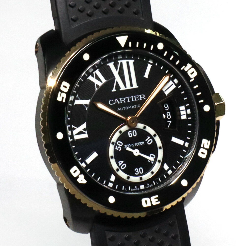 【名古屋】【CARTER】カルティエ カリブルダイバー W2CA0004 SS PG ラバー ブラック 自動巻 メンズ腕時計 男【中古】