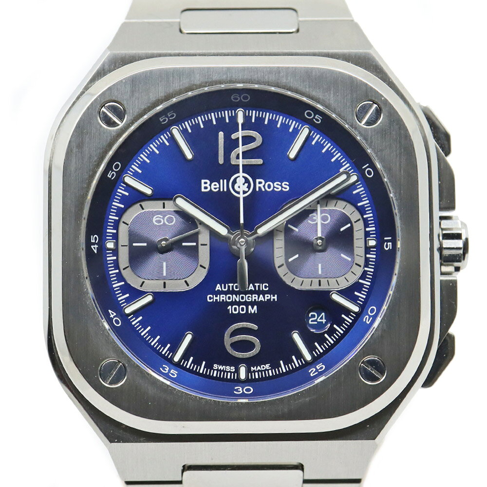 【栄】【BELL&ROSS】ベル＆ロス クロノグラフ BR05C-BLU-ST/SST ブルー 腕時計 SS 自動巻き メンズ【中古】