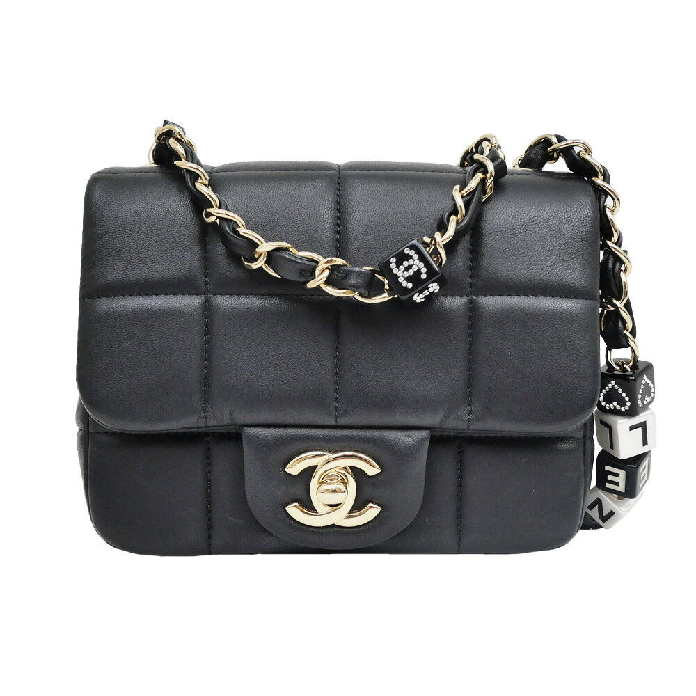 樂天商城 - 【名東】【CHANEL】シャネル チョコバー チェーンクラッチ ショルダーバッグ AS3744 ラムスキン ブラック ゴールド金具 レディース【中古】