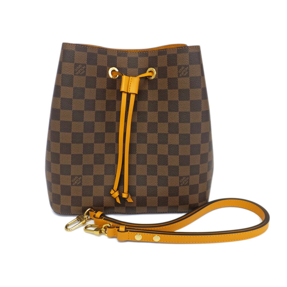 樂天商城 - 【天白】【LOUIS VUITTON】ルイヴィトン ネオノエ ダミエキャンバス エベヌ サフラン N40213 巾着型 PVCコーティングキャンバス ショルダーバッグ レディース 鞄【中古】