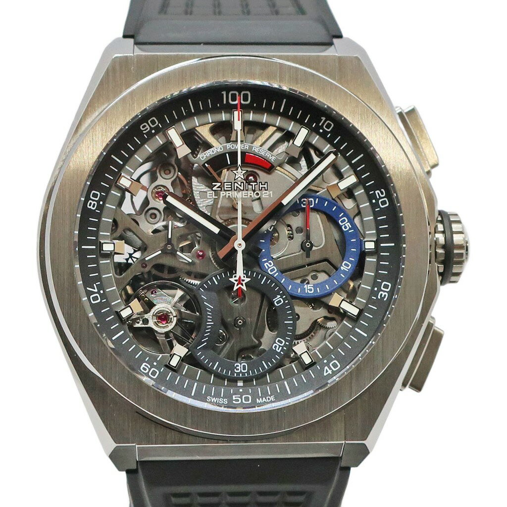 【最大4万円割引クーポン】【天白】【ZENITH】ゼニス デファイ エルプリメロ21 95.9000.9004/78.R782 チタン ラバー スケルトン 自動巻き メンズ【メーカーOH済み】【中古】