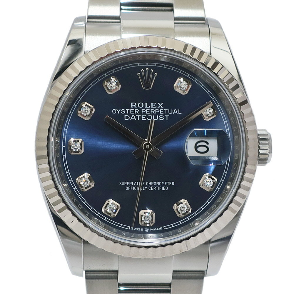 【栄】【ROLEX】ロレックス デイトジャスト 36 126234G ランダム ブライトブルー ダイヤモンド オイスター SS WG メンズ 腕時計 自動巻き 2021年【仕上げ済み】【中古】