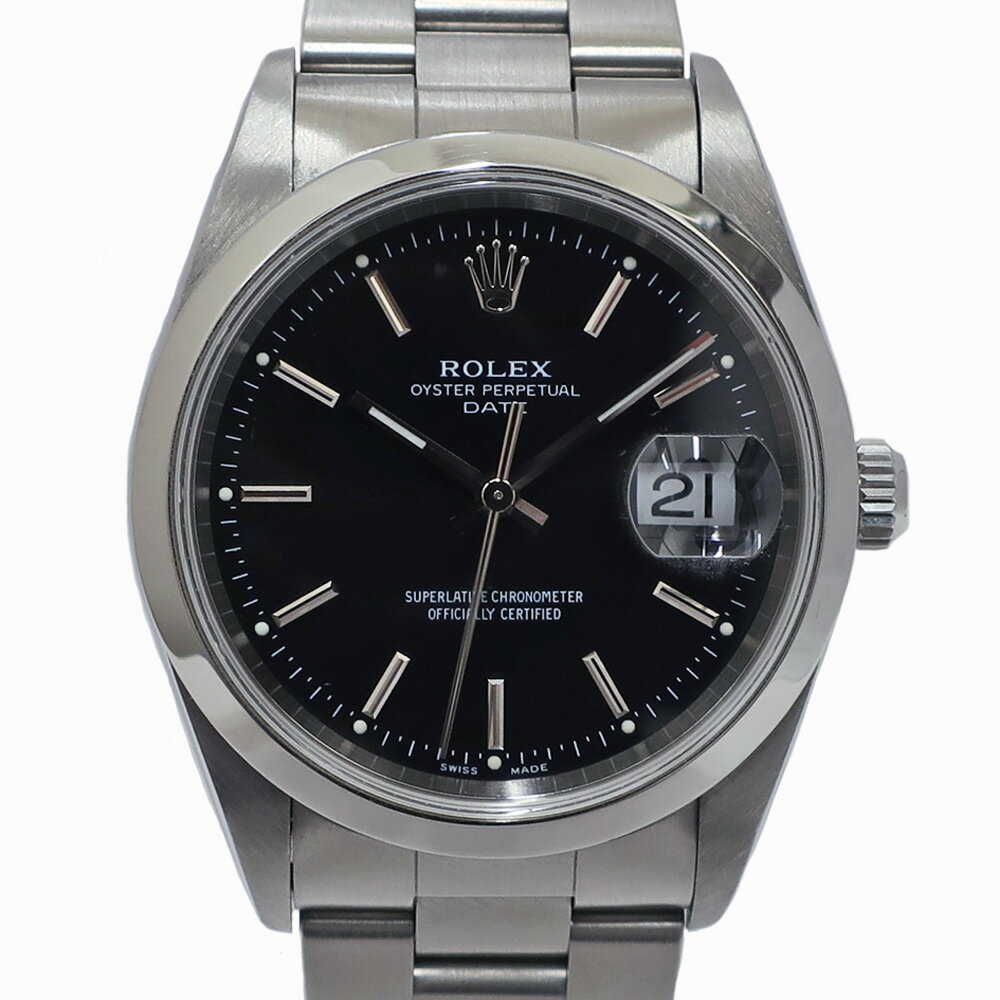 【栄】【ROLEX】ロレックス オイスターパーペチュアル デイト 15200 P番 ブラック 黒 オイスター SS メンズ 腕時計 自動巻き 保証書付き【中古】