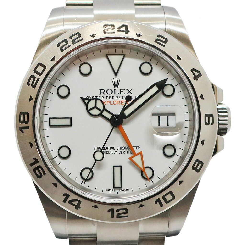 【天白】【ROLEX】ロレックス エクスプローラー2 216570 ホワイト ランダム SS メンズ 腕時計 自動巻き 2016年 保証書付き【仕上げ済み】【中古】