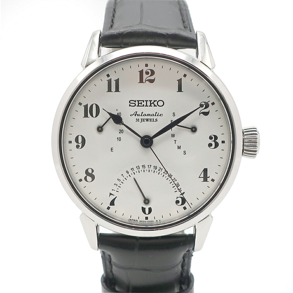 【最大3万円割引クーポン 8/1~】【天白】【SEIKO】セイコー プレザージュ 琺瑯 SARD007 ステンレススティール レトログラード ホワイト文字盤 自動巻き メンズ 腕時計【中古】